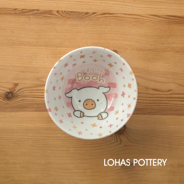 【LohasPottery 陸寶】日本製 美濃燒 動物卡通釉下彩壓紋餐具|5.5 吋飯碗 五入組(兒童碗 餐碗)
