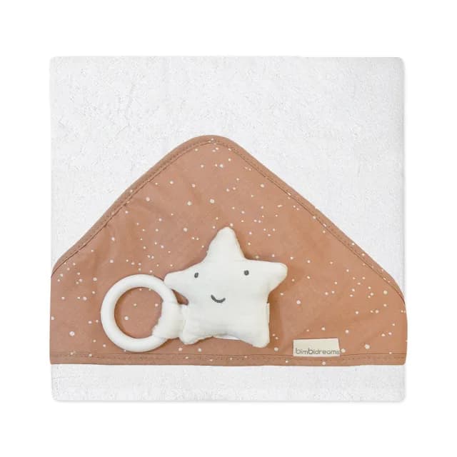 【bimbidreams 奇哥】★網購獨家★竹纖維連帽浴巾+星星固齒器禮盒 75x75cm(寶寶新生兒禮 滿月禮 彌月禮)