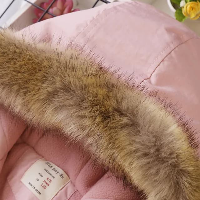 【橘魔法】亮色縮腰毛毛領連帽長袖外套(棉絨 刷毛 風衣 大衣 外套 大童 厚外套 女童 兒童 童裝)