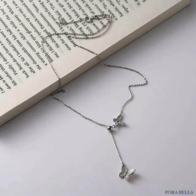 【Porabella】S925純銀母貝蝴蝶項鍊 ∣ 抽拉式鎖骨鏈 ∣ 告白・生日・情人節浪漫禮物推薦 Necklace