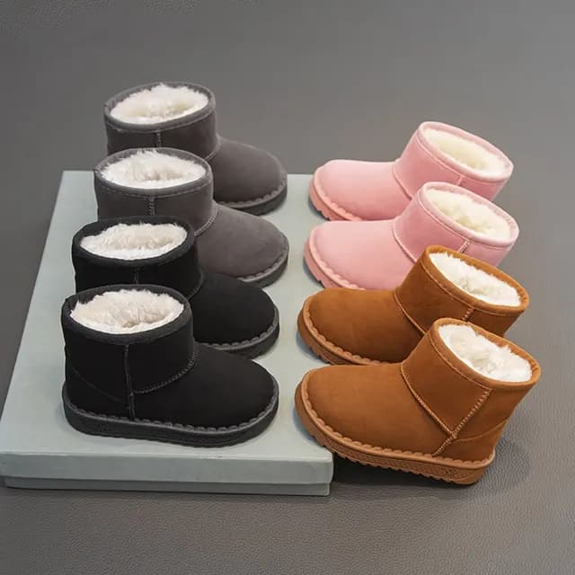 【橘魔法】兒童經典素色雪靴 兒童 雪靴 短靴 童靴 雪地靴(保暖 靴子 童鞋 童裝 兒童 中性款 男童 女童)