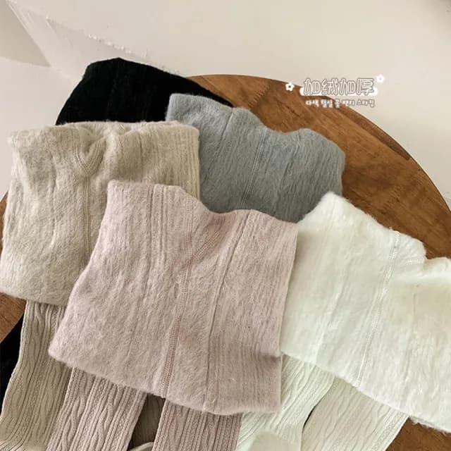 【橘魔法】加絨純柔和色單直條褲襪(連褲襪 大童 褲襪 襪子 內搭褲 厚 刷毛 厚款 女童 兒童 童襪 童裝 保暖)