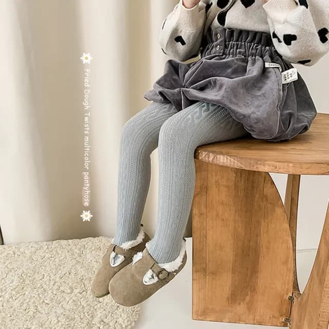 【橘魔法】加絨純柔和色單直條褲襪(連褲襪 大童 褲襪 襪子 內搭褲 厚 刷毛 厚款 女童 兒童 童襪 童裝 保暖)