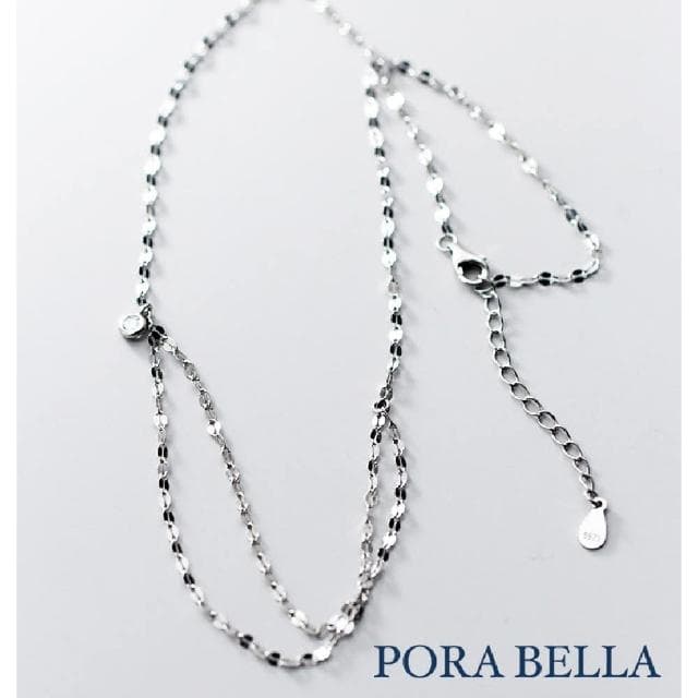 【Porabella】925純銀小鋯石雙鍊項鍊 小眾設計款ins風 情人節禮物 生日禮物 Necklace