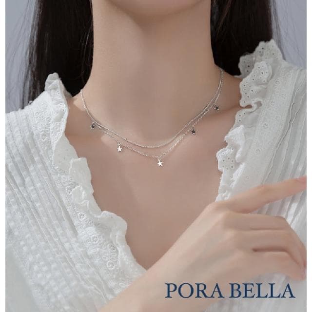 【Porabella】925純銀星星雙鍊項鍊 小眾設計款ins風 情人節禮物 生日禮物 Necklace