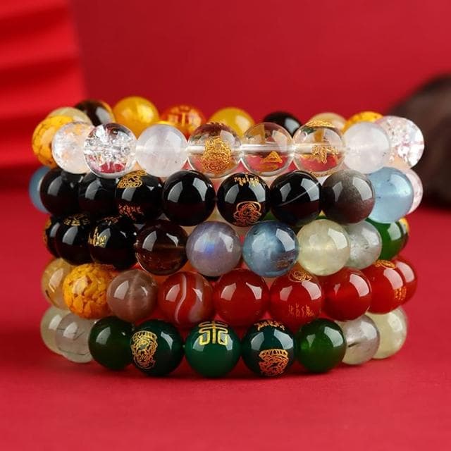 【MoonDy】手鍊 手串 手環 多寶手鍊 水晶手鍊 水火母木金 男女手串 情侶手鍊 五行互補 五路財神 送男生 送女生 生日禮物 男款