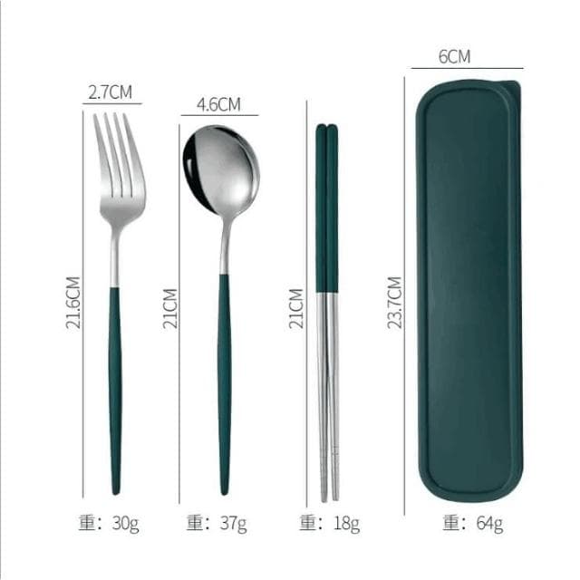葡萄牙便攜餐具組 四件套 不鏽鋼餐具組 環保餐具組 葡萄牙餐具 不鏽鋼餐具 環保筷 筷子 湯匙 叉子 餐具