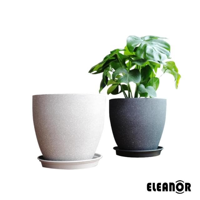 【ELEANOR 艾尼若】7.3吋 台灣出貨 花盆 仿水泥盆 仿石盆 大花盆 塑膠花盆 圓盆 花器 盆器 觀葉植物花盆 盆栽
