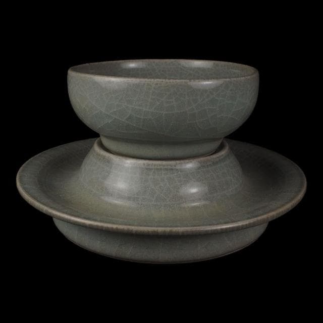 《博古珍藏》宋 官窯盞托 早期收藏 老件茶杯瓷器 博物館級文物