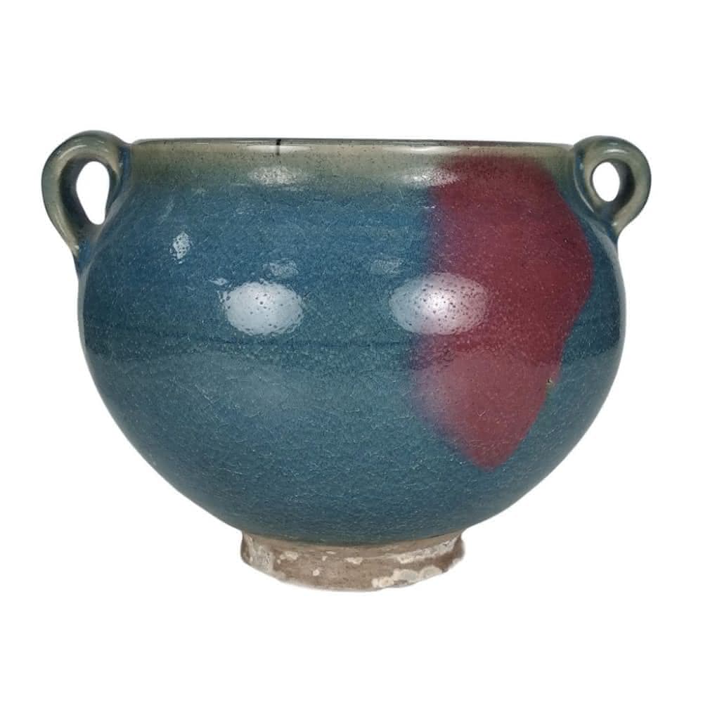 《博古珍藏》元 鈞窯天藍釉紫紅斑雙系罐 老件瓷器 早期收藏