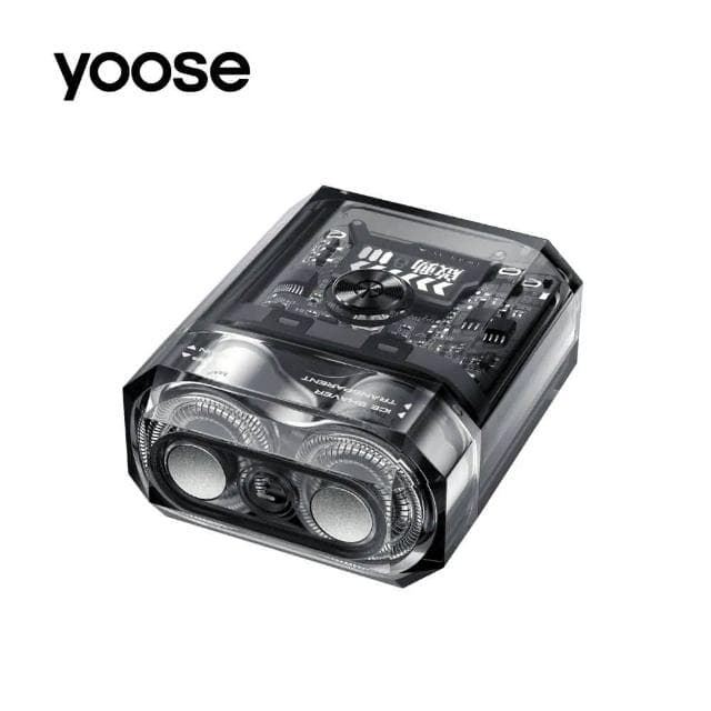 yoose 有色 ICE 全透明隨身電動刮鬍刀 透明灰 IPX7防水/60天續航/110g輕量設計