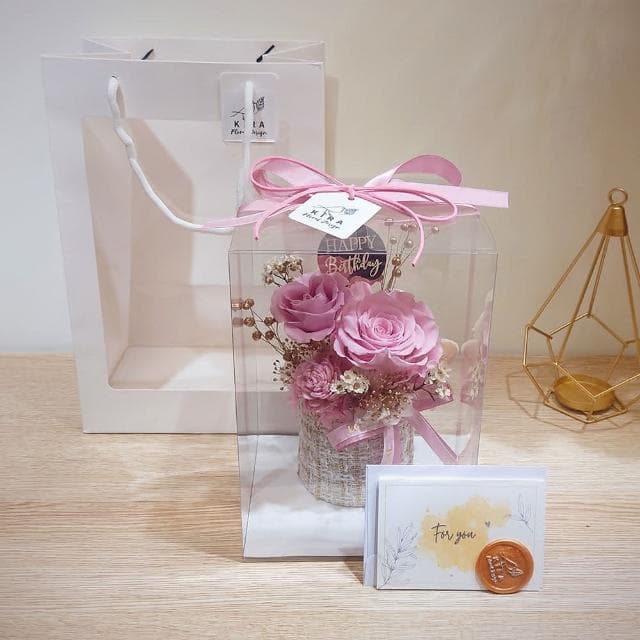 【KIRA與花花藝】小香風永生花盆花/如夢似幻/粉(生日禮物 情人節禮物 送禮 永生花 開幕送禮 喬遷)