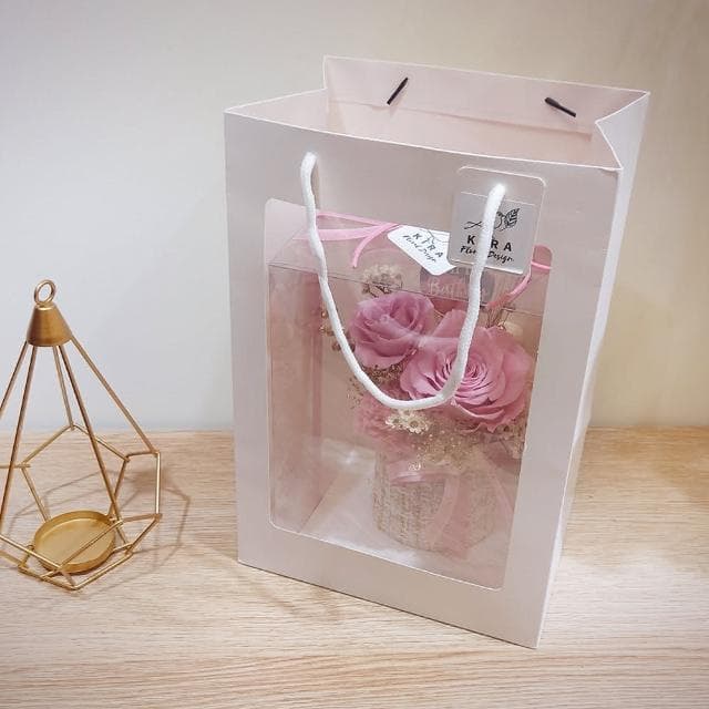 【KIRA與花花藝】小香風永生花盆花/如夢似幻/粉(生日禮物 情人節禮物 送禮 永生花 開幕送禮 喬遷)