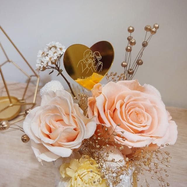 KIRA與花花藝小香風永生花盆花/心有暖陽/橘(生日禮物 情人節禮物 送禮 永生花 開幕送禮 喬遷)