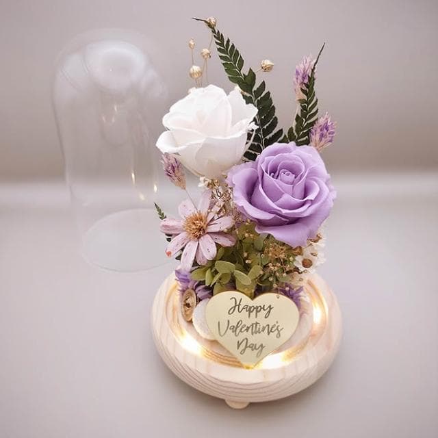 KIRA與花花藝 莫奈的紫 · 永生花LED玻璃罩夜燈/生日禮物/情人節禮物/送禮/永生花/開幕/母親節幕 喬遷)