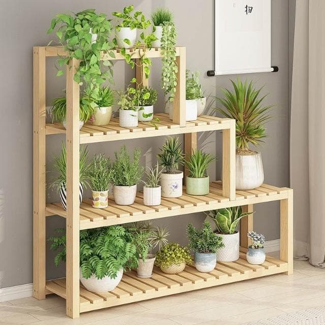 精選 🆕階梯實木花架 一體陽臺花架 落地式多層花架 多肉植物花盆架子 盆栽架