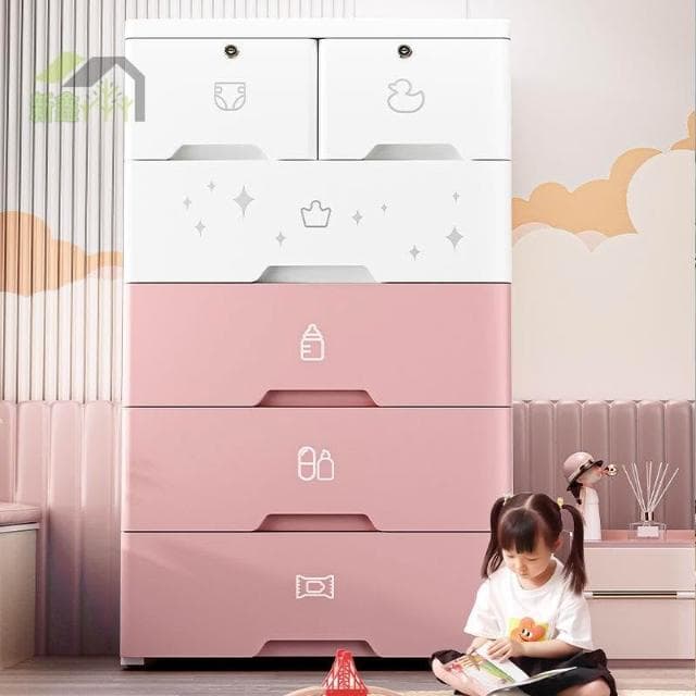 ✨加厚抽屜式收納櫃 嬰兒童玩具衣物儲物櫃 客廳零食櫃 家用塑料五斗櫃 置物櫃 抽屜櫃 層櫃 雜物櫃 抽屜收納櫃 抽屜櫃子