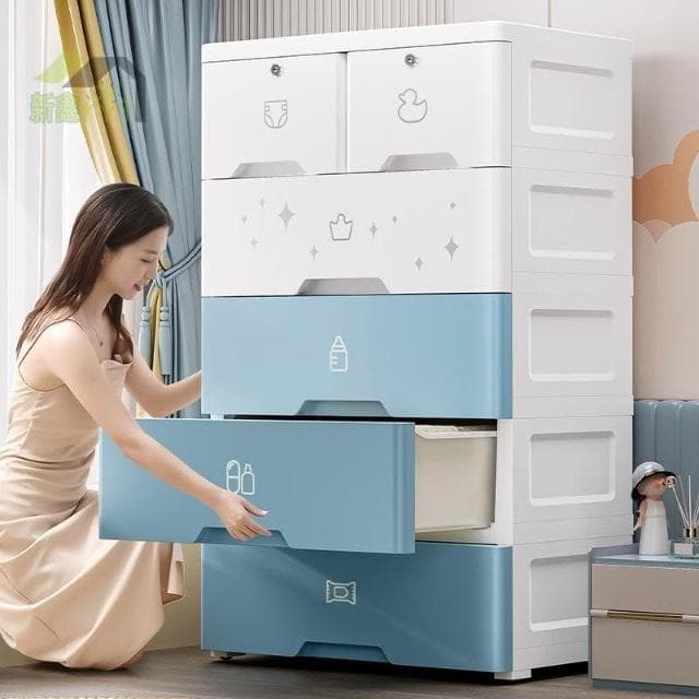 ✨加厚抽屜式收納櫃 嬰兒童玩具衣物儲物櫃 客廳零食櫃 家用塑料五斗櫃 置物櫃 抽屜櫃 層櫃 雜物櫃 抽屜收納櫃 抽屜櫃子