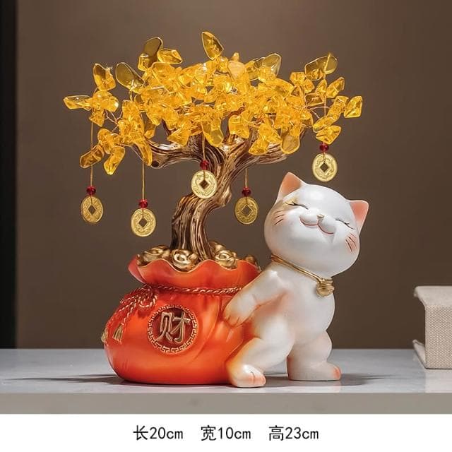 一桶金招財貓擺件喬遷開業禮物新中式客廳電視櫃公司收銀臺裝飾品