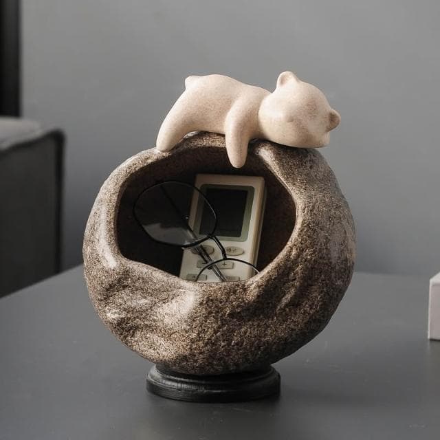 招財貓放鑰匙收納置物架擺件入戶門口玄關客廳喬遷新居禮品裝飾品