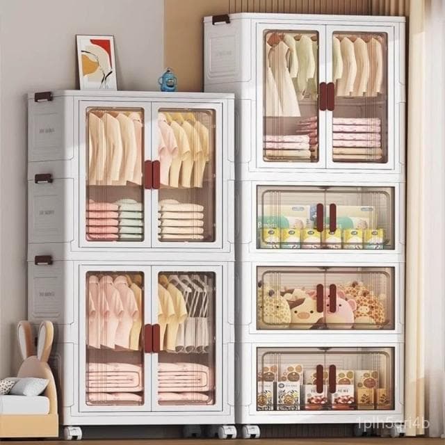 兒童衣櫃寶寶衣物收納櫃嬰兒衣櫥免安裝儲物櫃置物櫃家用臥室透明 衣櫃 衣櫥 收納櫃 置物櫃 儲物櫃