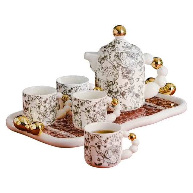 四季風家居 輕奢風陶瓷水杯家用套裝茶杯茶具茶壺客廳新婚喬遷生日禮物