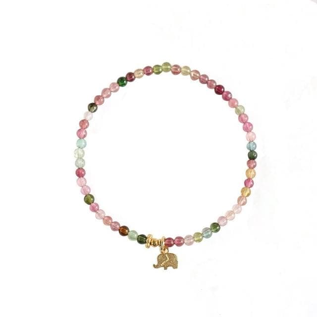 【開運堂】現貨 S925銀 萬象回春 極細天然彩虹小象吊墜碧璽手串手鍊質感禮物 開運堂