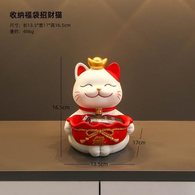 桃甜也居家生活 招財貓鑰匙收納玄關裝飾品擺設家居入戶門口鞋櫃客廳喬遷新居禮品