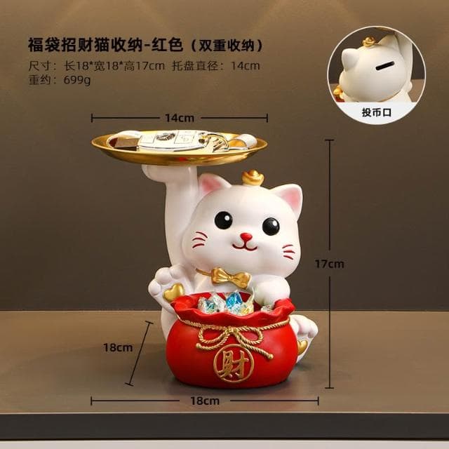 桃甜也居家生活 招財貓鑰匙收納玄關裝飾品擺設家居入戶門口鞋櫃客廳喬遷新居禮品