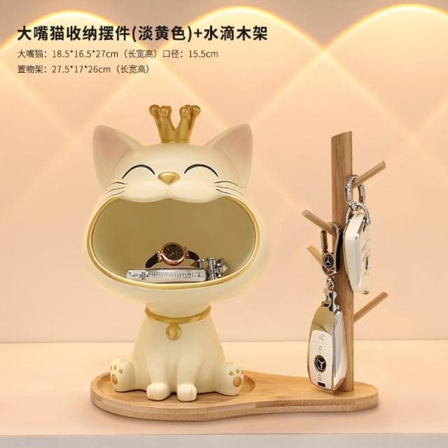 桃甜也居家生活 招財貓鑰匙收納玄關擺飾入戶門口鞋櫃新房家居裝飾品喬遷新居禮品