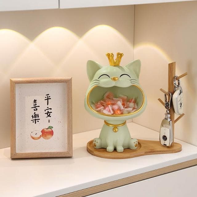 桃甜也居家生活 招財貓鑰匙收納玄關擺飾入戶門口鞋櫃新房家居裝飾品喬遷新居禮品