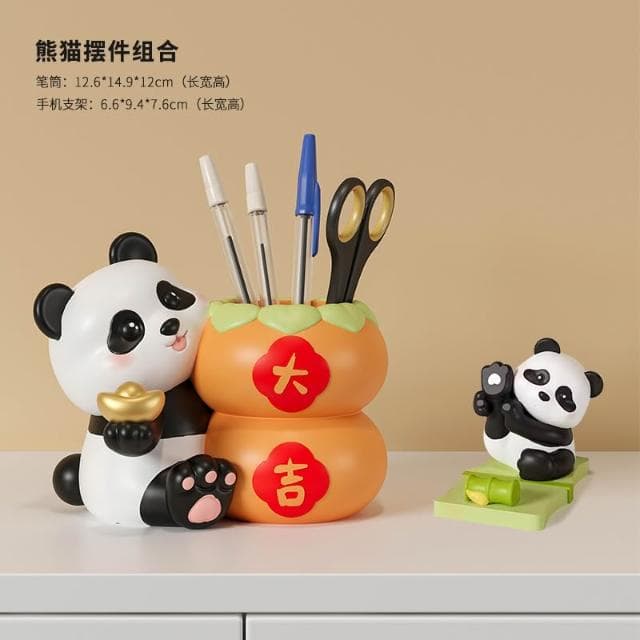 桃甜也居家生活 熊貓鑰匙收納玄關擺飾家居裝飾品入戶進門口客廳鞋櫃喬遷新居禮品