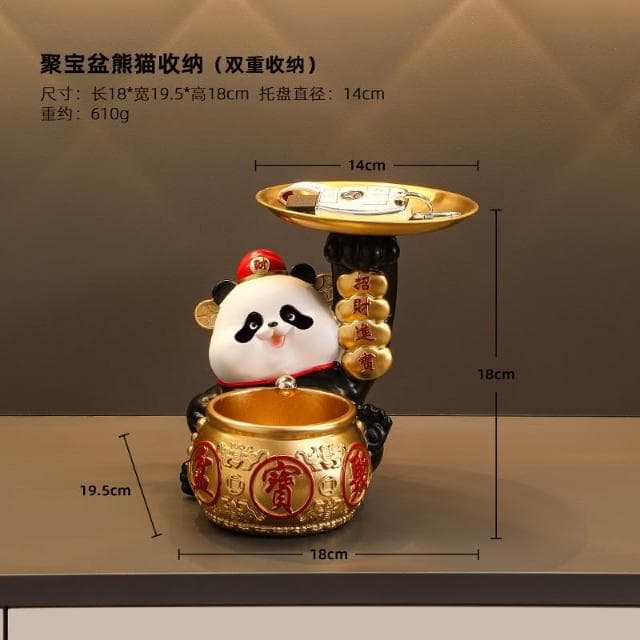 桃甜也居家生活 熊貓鑰匙收納玄關擺飾家居裝飾品入戶進門口客廳鞋櫃喬遷新居禮品