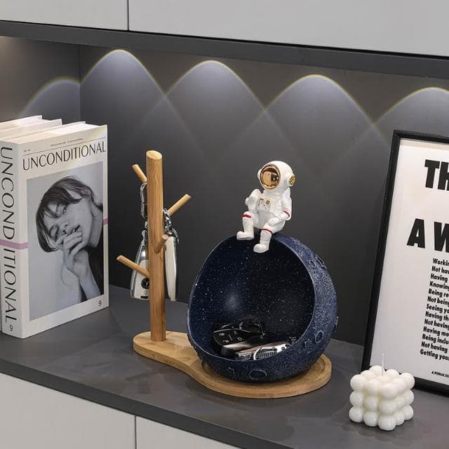 桃甜也居家生活 太空人鑰匙收納玄關擺件入戶進門鞋櫃客廳家居裝飾品喬遷新居禮物