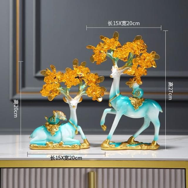 桃甜也居家生活 招財福鹿擺飾客廳電視櫃酒櫃玄關喬遷新居結婚禮物軟裝家居飾品