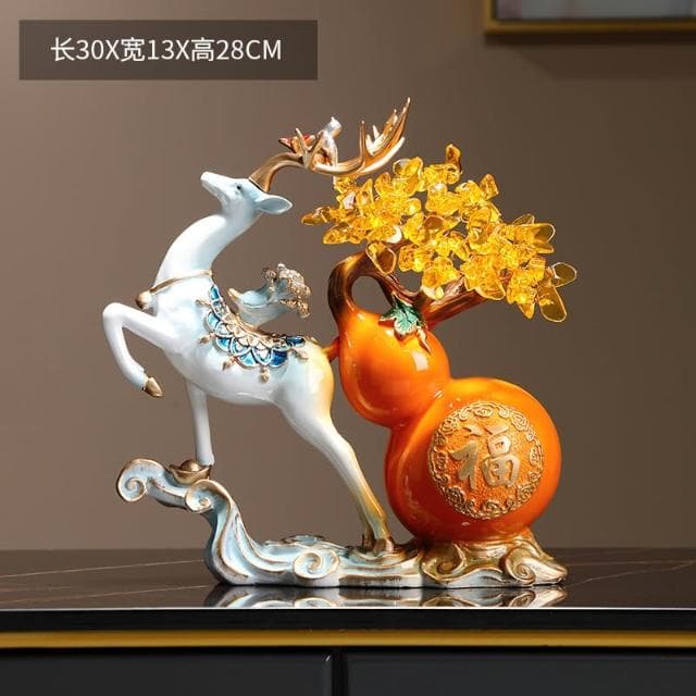 桃甜也居家生活 招財福鹿擺飾客廳電視櫃酒櫃玄關喬遷新居結婚禮物軟裝家居飾品