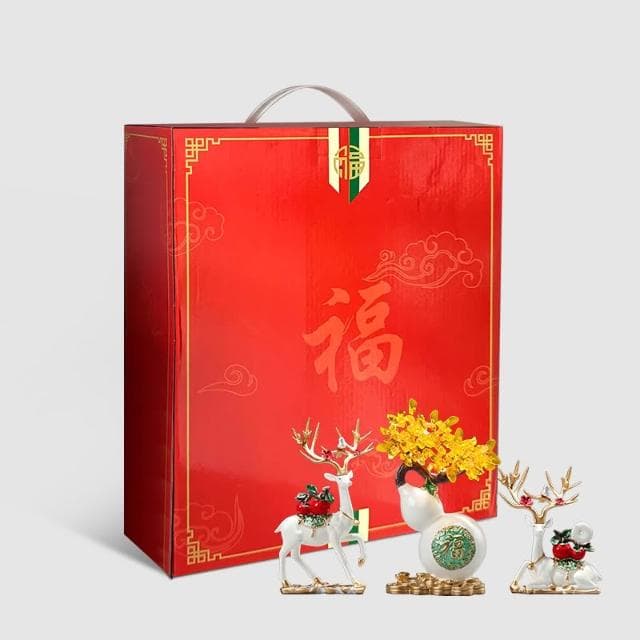 桃甜也居家生活 招財福鹿擺飾客廳電視櫃酒櫃玄關喬遷新居結婚禮物軟裝家居飾品