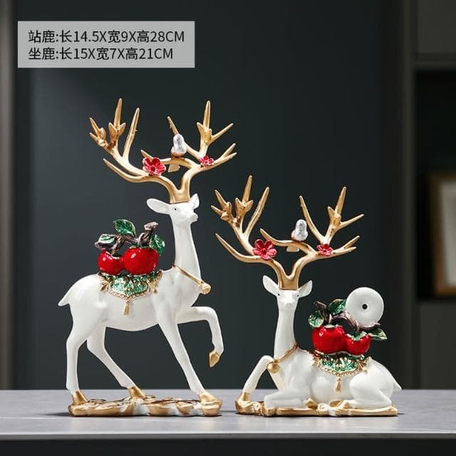 桃甜也居家生活 招財福鹿擺飾客廳電視櫃酒櫃玄關喬遷新居結婚禮物軟裝家居飾品