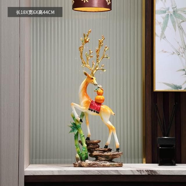 桃甜也居家生活 招財福鹿擺飾客廳電視櫃酒櫃玄關喬遷新居結婚禮物軟裝家居飾品