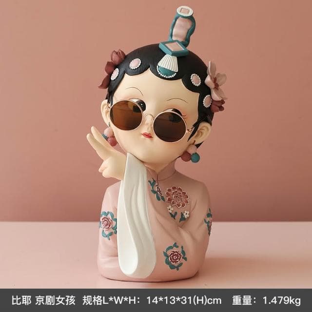 桃甜也居家生活 國潮藝術京劇女孩擺飾家居裝飾品客廳電視櫃酒櫃玄關喬遷新居禮品