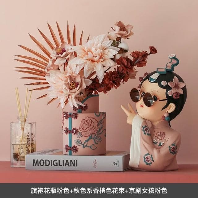 桃甜也居家生活 國潮藝術京劇女孩擺飾家居裝飾品客廳電視櫃酒櫃玄關喬遷新居禮品