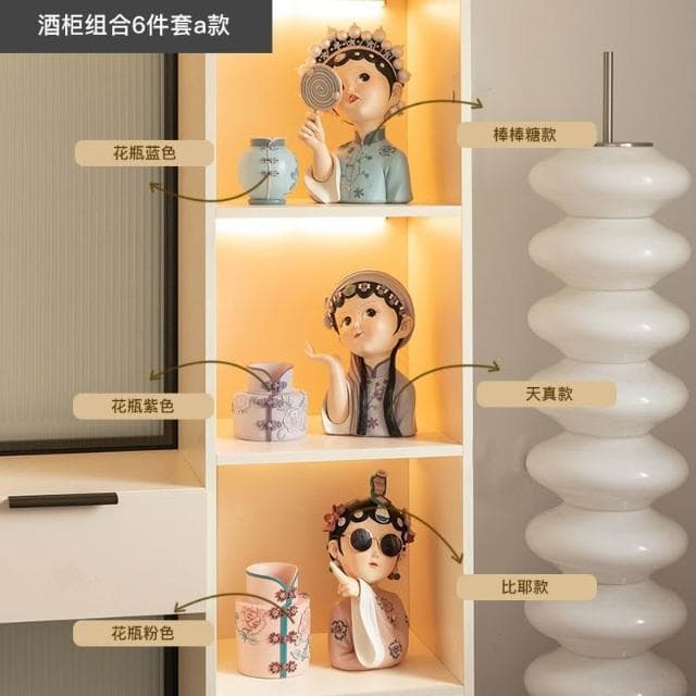 桃甜也居家生活 國潮藝術京劇女孩擺飾家居裝飾品客廳電視櫃酒櫃玄關喬遷新居禮品