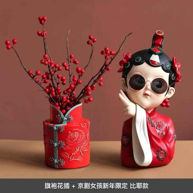 桃甜也居家生活 國潮藝術京劇女孩擺飾家居裝飾品客廳電視櫃酒櫃玄關喬遷新居禮品