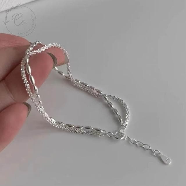 希西小包商 Clacci 925純銀 米粒雙層手鍊 雙層手鍊純銀手鍊韓系簡約氣質情人節禮物生日禮物 C166