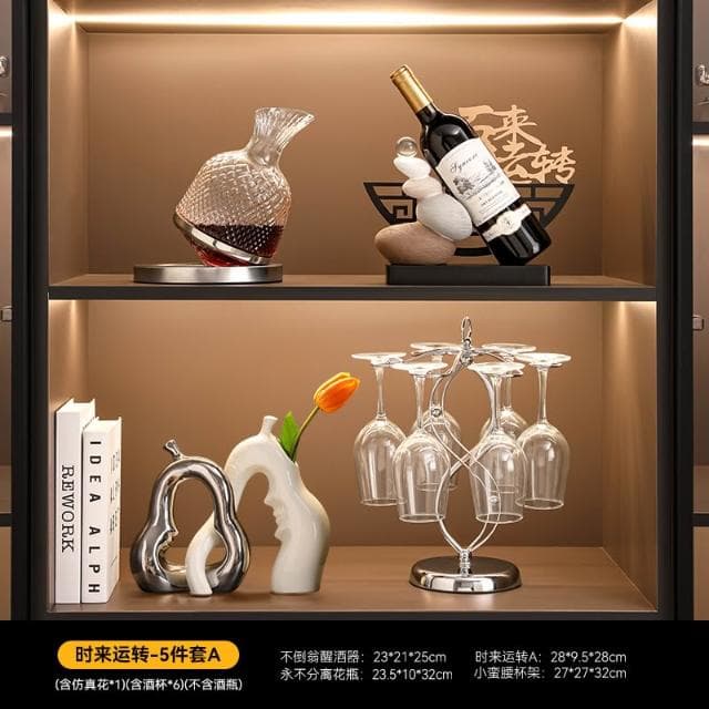 免運 時來運轉紅酒架/酒櫃擺件/家居客廳餐邊櫃杯架/電視櫃紅酒托/喬遷禮品