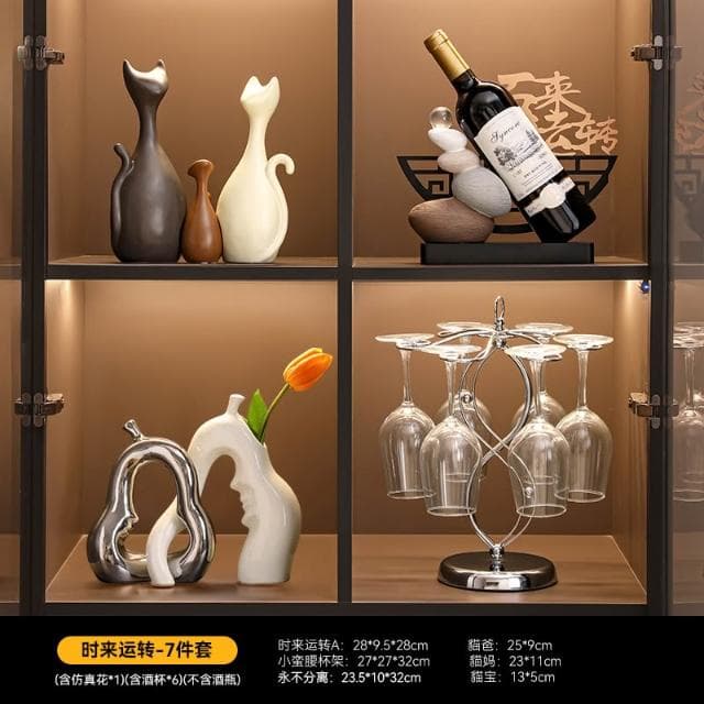 免運 時來運轉紅酒架/酒櫃擺件/家居客廳餐邊櫃杯架/電視櫃紅酒托/喬遷禮品