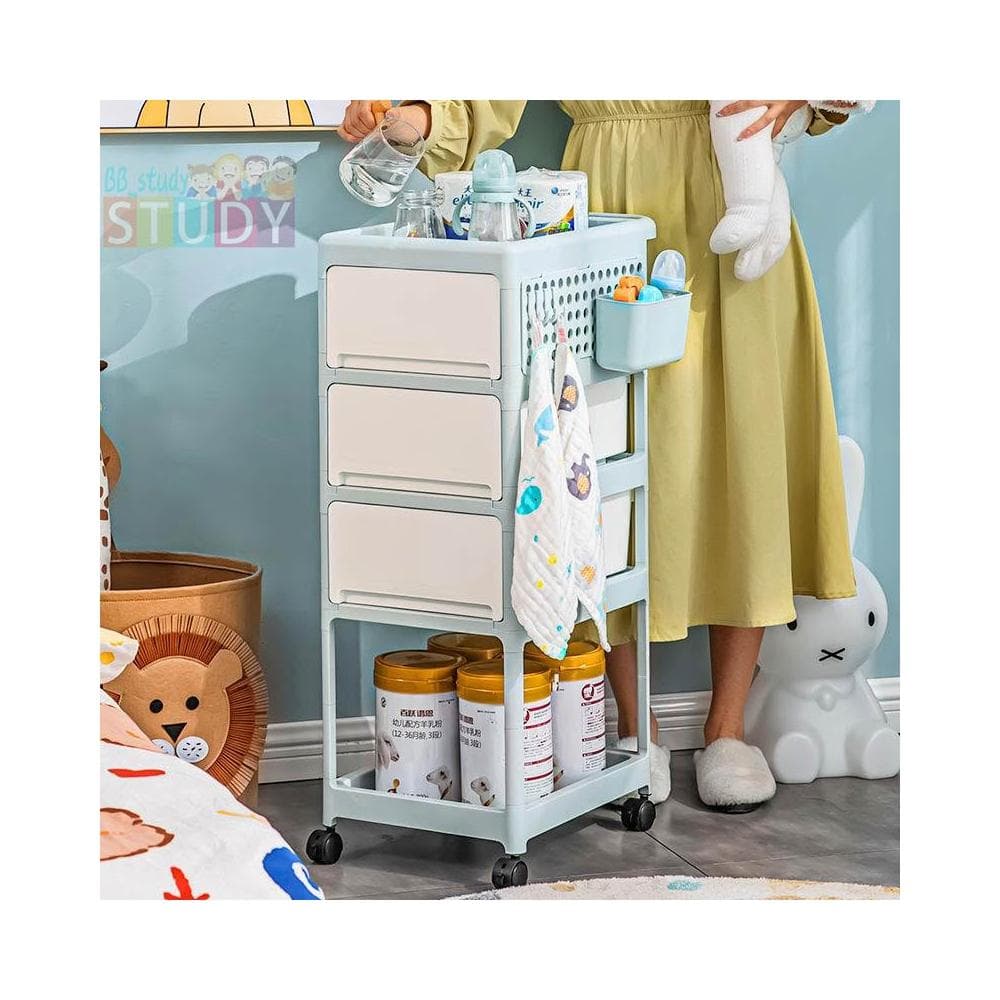 高CP寶寶用品置物架 小推車新生兒寶寶抽屜式 移動床頭臥室奶粉罐收納架 周歲禮彌月禮滿月禮 宿舍必備置物推車 附輪推車