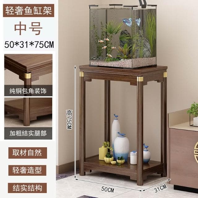 輕奢中式竹制花台加寬魚缸架花架家用客廳盆栽置物架陽臺植物架