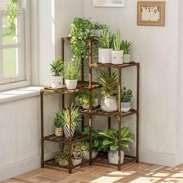 室內花架子實木置物架多層落地盆栽植物架客廳陽臺多肉綠蘿花盆架