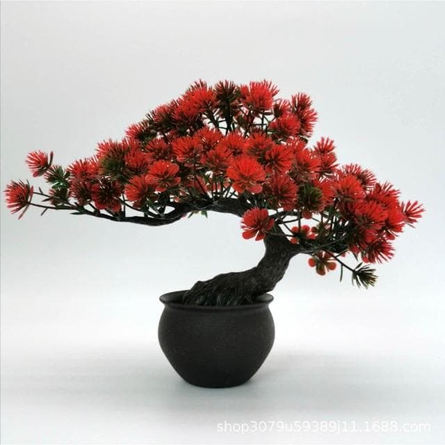 臺灣熱銷 仿真植物 迎客松假花盆栽 辦公室綠植假樹 假花卉 人造植物 樹綠植盆景